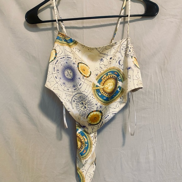 Astrological Print Silk Scarf Top - Picture 1 of 3